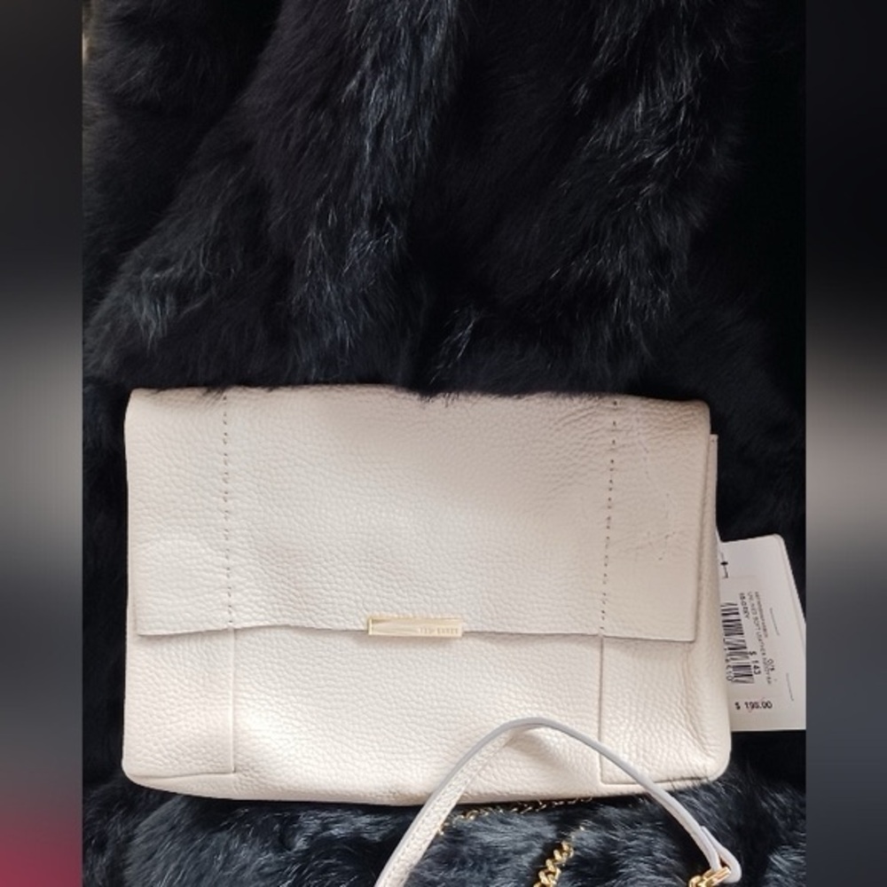 TED BAKER London Parson unlined soft leather xbody purse light grey